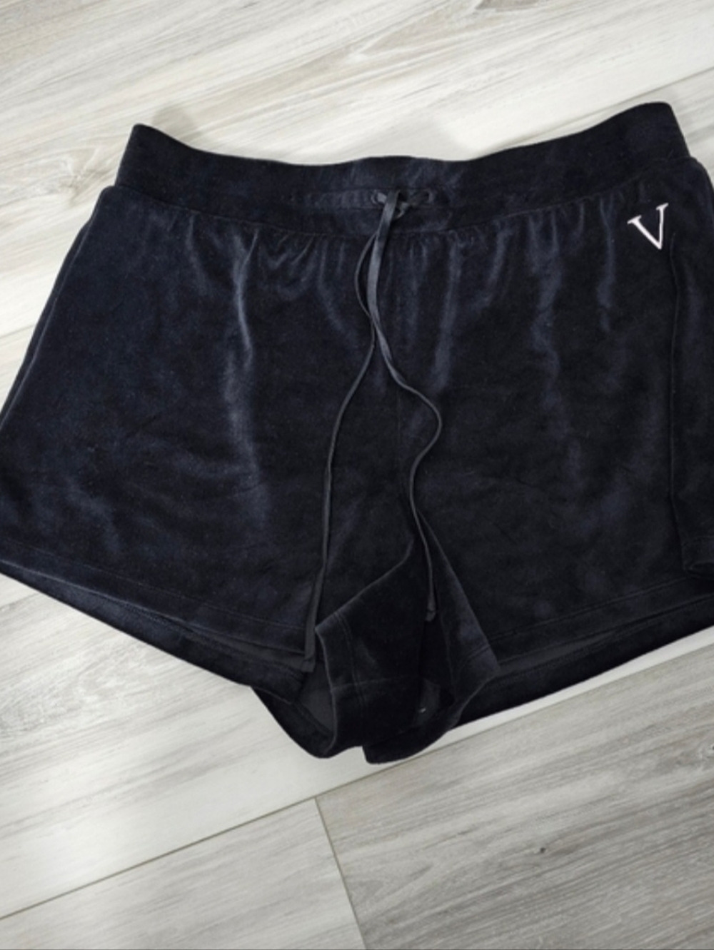 Victoria's Secret Black Velour Lounge Shorts Sz L